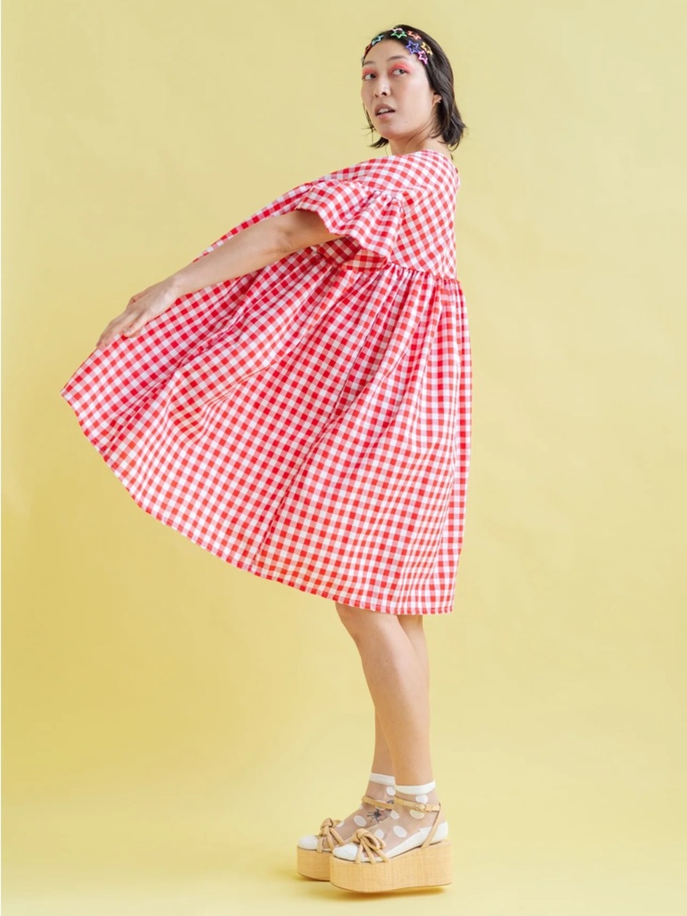 NWT Red Gingham Mini Mushroom Dress by Nettle Studios